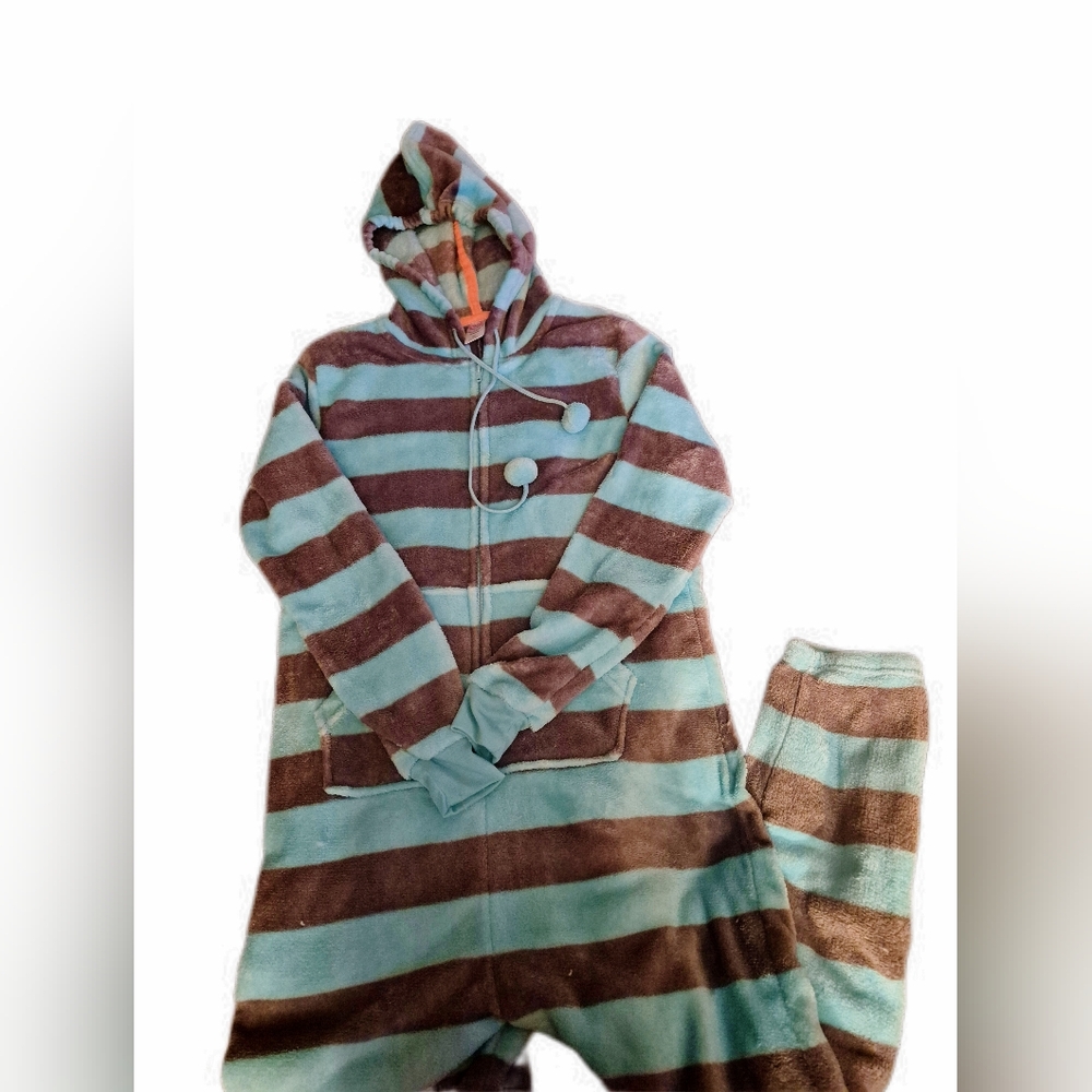SO Aqua and Brown Striped Women's Pajama Set